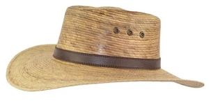 Mexican Palm Leaf Straw Gambler Bolero Sun Hat, Classic Gaucho Cowboy Flex Fi... - Picture 1 of 6