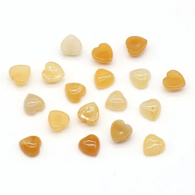 100pcs 8mm Natural Yellow Jade Stone Heart Shape Cab Cabochons Jewelry No Holes - Image 1 of 4