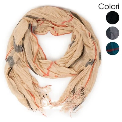 Sciarpa a quadri leggera cotone di viscosa tartan scozzese pashmina fulard fular - Immagine 1 di 3