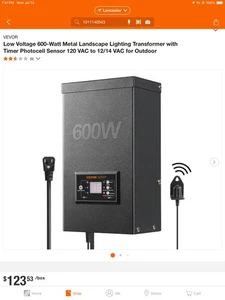 VEVOR 600W Low Voltage Landscape Transformer with Timer and Photocell Sensor - Picture 1 of 2