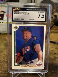 CGC 7.5 1991 Upper Deck Kirby Puckett Auto #554 JSA Authentic NM+ Twins - Picture 1 of 4
