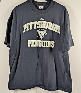 Camiseta De Colección Majestic Pittsburgh Penguins NHL Adulto Talla XL Negra Algodón Y2K - Imagen 1 de 9