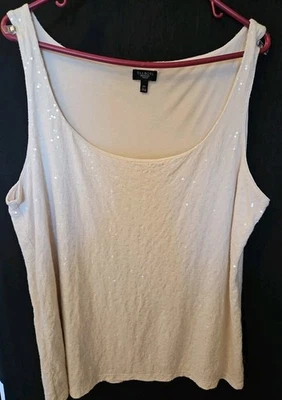 Talbots Sequin Tank Top Lined Sleeveless Shimmer Party Top Cream Size 2X - Image 1 of 4