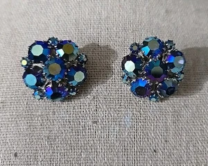 Pendientes vintage BLANCOS Aurora Boreal AB diamantes de imitación clip años 50  - Imagen 1 de 6