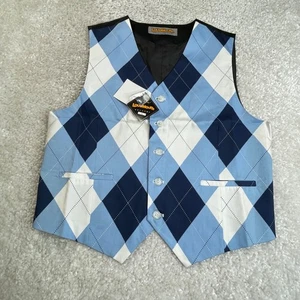 LoudMouth Golfweste Herren Large blau-weiß kariert bunt Knopfleiste NEU - Bild 1 von 11