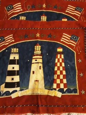 Fabric 4 Nautical Lighthouse Pillowor Quilt Panels 11 1/2 L X 13 W Multicolor - Image 1 of 3