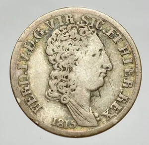NAPOLI - FERDINANDO IV 1759-1816 -AG/ CARLINO 1815 RARA ! - Picture 1 of 2