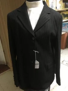 WELLINGTON Show COAT *Ladies 40" BUST BLACK w/ PINSTRIPES *NEW* Washable - Picture 1 of 5