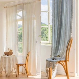 Striped Tassel Curtain Living Room Drape Bedroom Window Valance Screen Decor - Picture 1 of 72