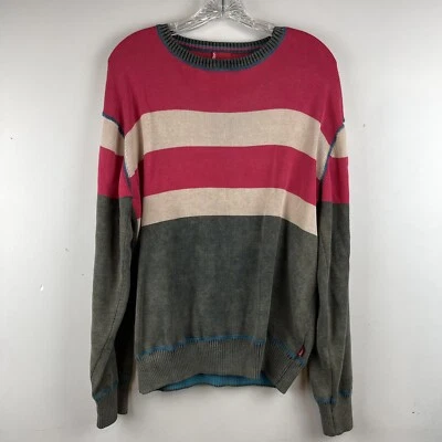 Levis Vtg Grandpa Mens Pullover Distressed Sweater Striped Jumper Crew Neck Sz L - Image 1 of 4