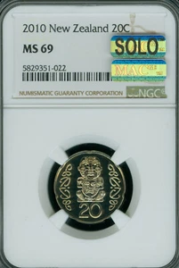 2010 NEW ZEALAND 20 CENTS NGC MS69 MAC FINEST GRADE SPOTLESS 2,000 MINTED . - Picture 1 of 2