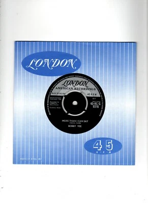 BOBBY VEE - MORE THAN I CAN SAY / STAYIN' IN.UK 1960 ORIG 7" & RE-PRO CO/SL. VG+ - Image 1 of 2