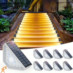 Motion Sensor Solar Stair Light Auto On/Off For Pathway Walkway Patio Garden - Picture 1 of 8