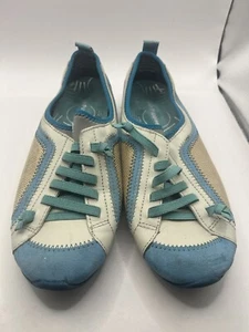 Hush Puppies Qualify Sneakers Size 10W Pull On Comfort Rubber Sole Leather Blue - Picture 1 of 13