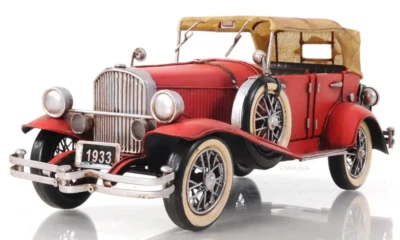 1933 Red Duesenberg SJ Metal Desk Top Car Model 14" Automobile Automotive Decor - Image 1 of 4