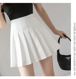 High Waist Pleated Skirt Short Half Skirt College Style Solid Color for women - Picture 1 of 17