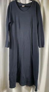 Hanna Andersson Large Maxi Dress Black Long Sleeve Pockets Cotton Ribbed - Picture 1 of 5