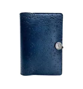 Large Handmade Blue Moon Star Design Leather Journal Diary Notebook - Picture 1 of 4