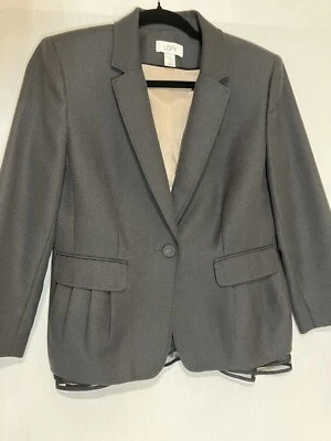Blazer para mujer Loft mezcla de lana ribete transparente botón muñeca talla 8 gris y negro nuevo sin etiquetas Foto 1 de 4
