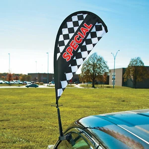 Special Checkered Swoop Car Flag - Home Decor - 2 Pieces - Picture 1 of 1