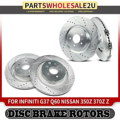 4x Rotores de freno perforados laterales delanteros y traseros para INFINITI G37 Q60 Nissan 350Z 370Z Foto 1 de 4