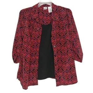 Camicetta donna Just My Size taglia 2X 1 pezzo doppio set manica 3/4 rosso nero - Foto 1 di 12
