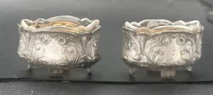 Pair of ART NOUVEAU salt parlors with floral decoration - Picture 1 of 9