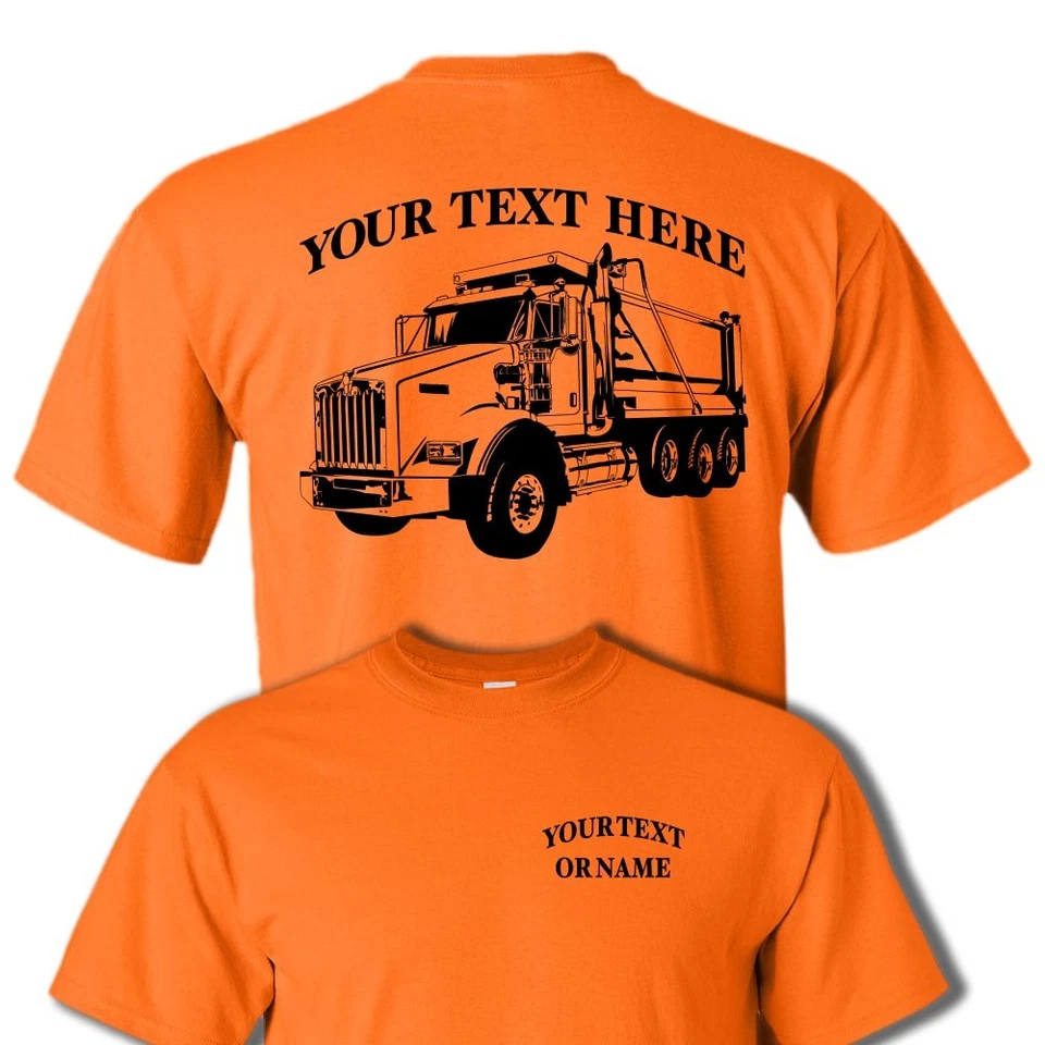 KENWORTH 3 AXLE Commercial Dump Truck Rig PERSONALIZED CUSTOM T-SHIRT #DT002 - Imagem 1 de 1