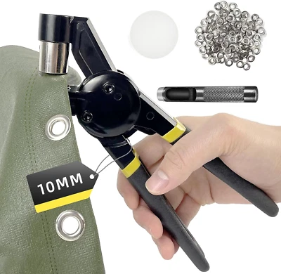 Grommet Tool Kit, 3/8 Inch Handheld Eyelet Kit Manual Grommet Press Machine with - Image 1 of 4