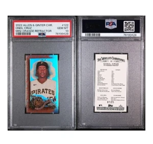 2022 Topps Allen & Ginter Chrome Oneil Cruz Mini Orange Refractor /25 - PSA 10 - Picture 1 of 1