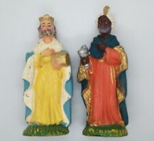 Vintage Wise Men Nativity Paper Mache (2) Figurine Christmas Marked 29 Cents 