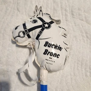 Bunkin Bronco Stick Horse Pony Made In USA Vintage White Vinyl Toy READ-HOLE - Picture 1 of 16
