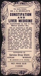Vintage label DR J R BRINKLEYS Service Drug Adrian Missouri new old stock n-mint - Picture 1 of 2