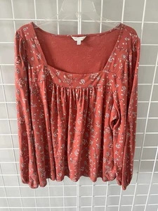 Lucky Brand Top XLL Modal Mischung Stretch Strick Boho Bauern T-Shirt Bluse - Bild 1 von 9