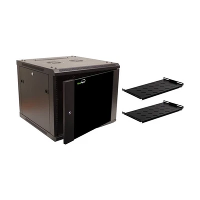 9U Wall Mount Network Server 19" Cabinet Rack Enclosure Door Lock W/ Shelves - Image 1 of 4