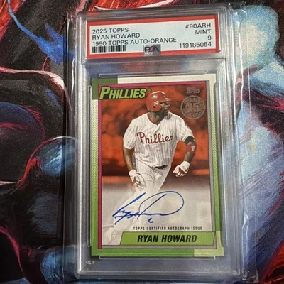 2025 Topps Series 1 - 1990 Topps Baseball Autographs Ryan Howard   Orange 25/25 - Image 1 of 2