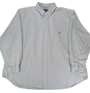 Polo Ralph Lauren Oxford Shirt Size 3XL 3XB Blue Green Plaid Check Classic Fit - Picture 1 of 5