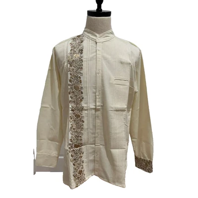San Antonino embroidery Mexican guayabera Shirt Wedding Diwali Puja festival, M - Image 1 of 4