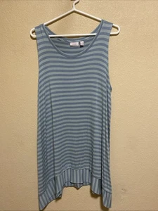 LOGO Lori Goldstein Sleeveless Top Dress Blue Stripe Size XL - Picture 1 of 4