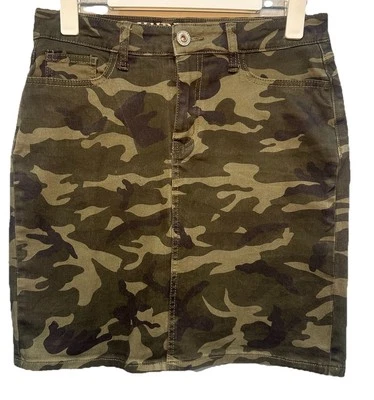 Falda Hidráulica Para Mujer Talla 8PG Verde Camuflaje 5 Bolsillos Cremallera y Botón Y2K Foto 1 de 4