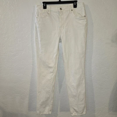 H&M White Jeans Womens 14 Vintage Straight High Waist Fit Cotton Stretch 35x32 - Image 1 of 4