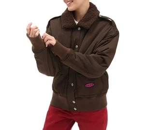 Vans Women's Brown Curren X Knost Bomber Jacket (VN0A7YQX3N1) Sizes XS/S/M/L/XL - Picture 1 of 8
