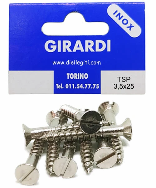 VITE A LEGNO IN ACCIAIO INOX A2 TESTA SVASATA PIANA A TAGLIO DIN 97 mm3,5x25 - Immagine 1 di 1