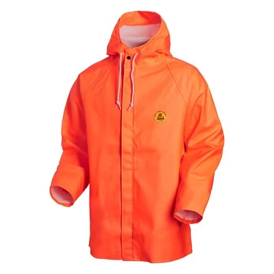 Viking Rubber Rain Jacket Premium Hooded Fishing Fully Waterproof Hi Vis Orange - Image 1 of 3