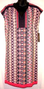 Laundry Shelli Segal Womens Shift Dress Small Pink Multi Geometric Print $138 - Picture 1 of 5