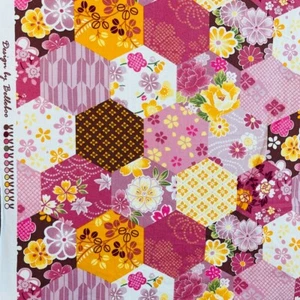 Hexagons Geometric Summer Dress COTTON POPLIN Fabric Shirt Skirt Kids 45" PINK - Picture 1 of 1