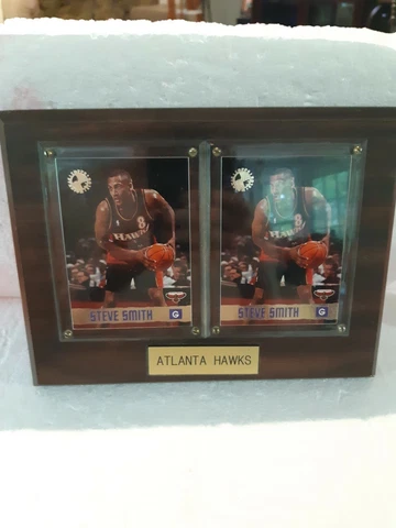 STEVE SMITH 2 CARD PLAQUE ATLANTA HAWKS. Wooden Cover