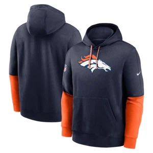 Felpa con cappuccio pullover Nike uomo SMALL Denver Broncos Sideline Club colore navy - Foto 1 di 4