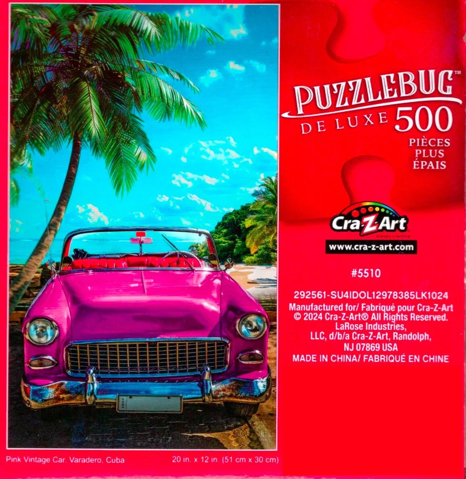 Pink Vintage Car, Varadero, Cuba - 500 Pieces Deluxe Jigsaw Puzzle - Image 1 of 1
