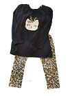Set Jumping Beans Girls Top Cat With Reindeer Antlers Size 6 W/leopard Leggings